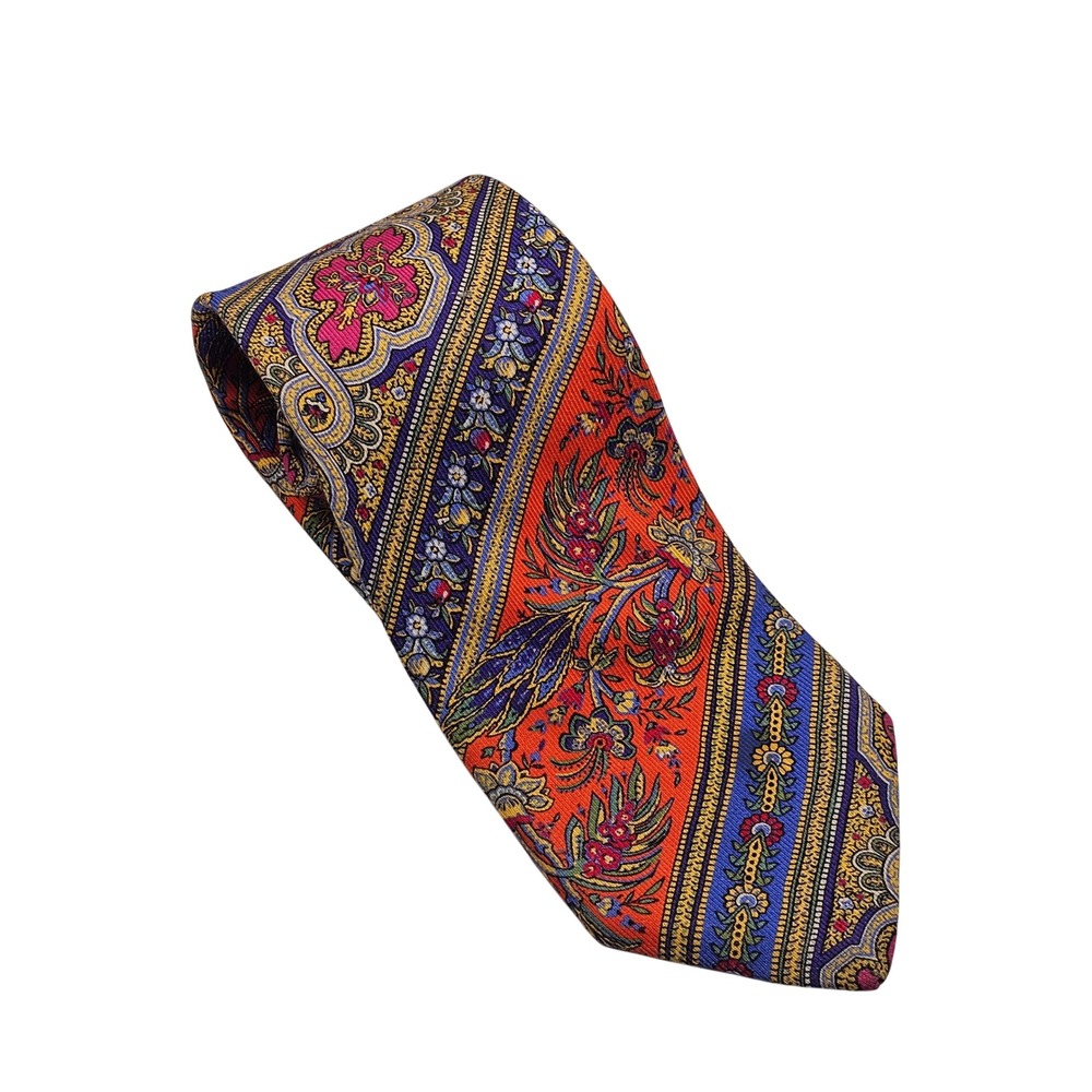 Vintage Robert Talbott Best of Class Silk Tie Bold Multicolor Floral Luxury USA‎
